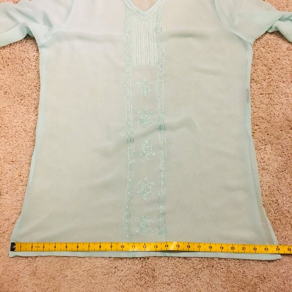 Charlie Paige Seafoam Green Rayon Tunic Dress Cover - Picture 14 of 16